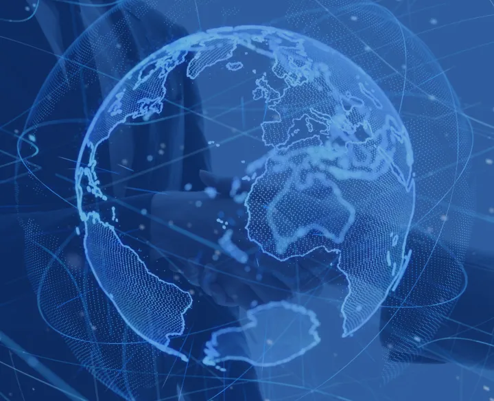 World with blue connections